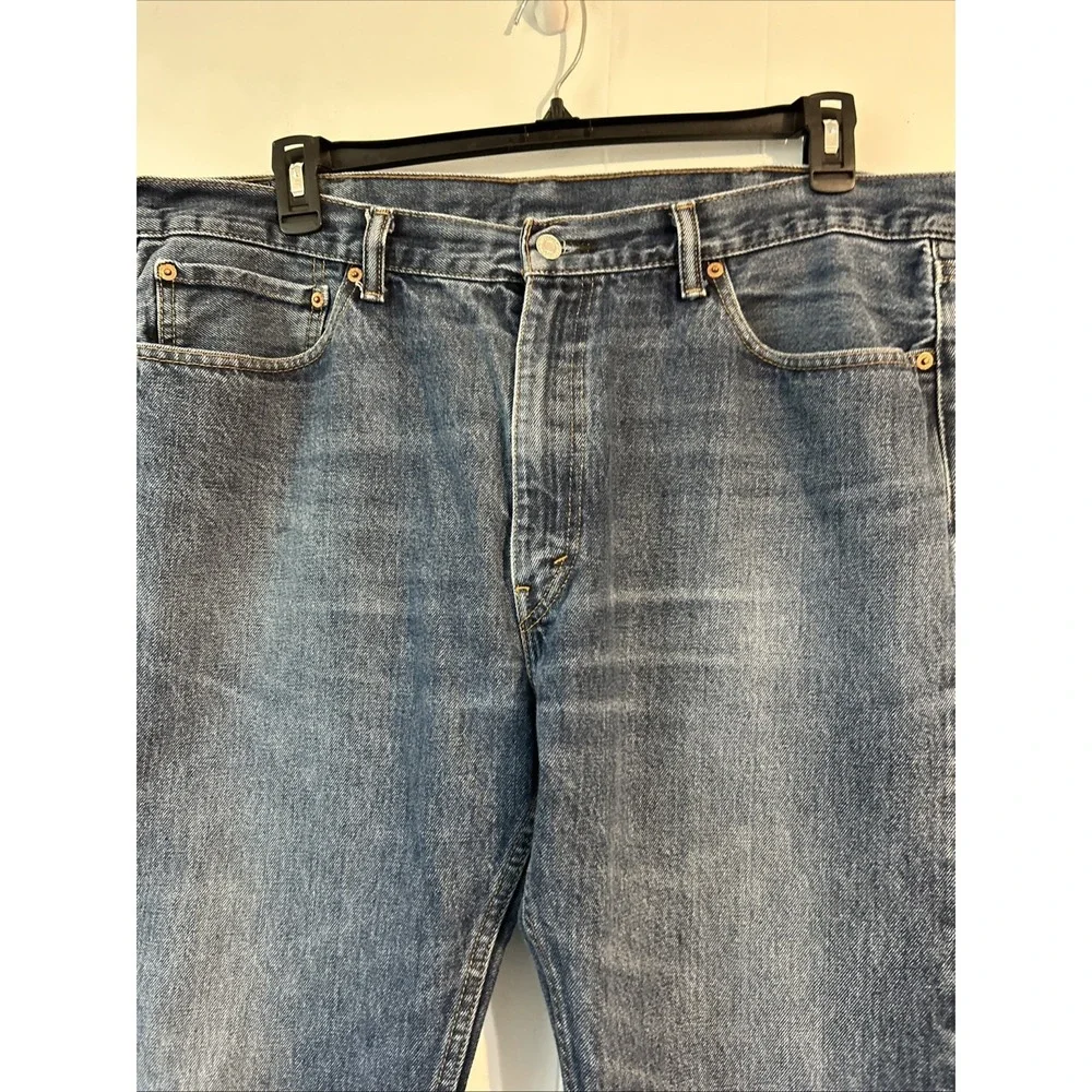 Levis‎ 505 Regular Fit Straight Leg Mens Jeans Blue Medium Wash 40x34 Distressed
